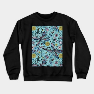 Doodle bugs on pool blue Crewneck Sweatshirt